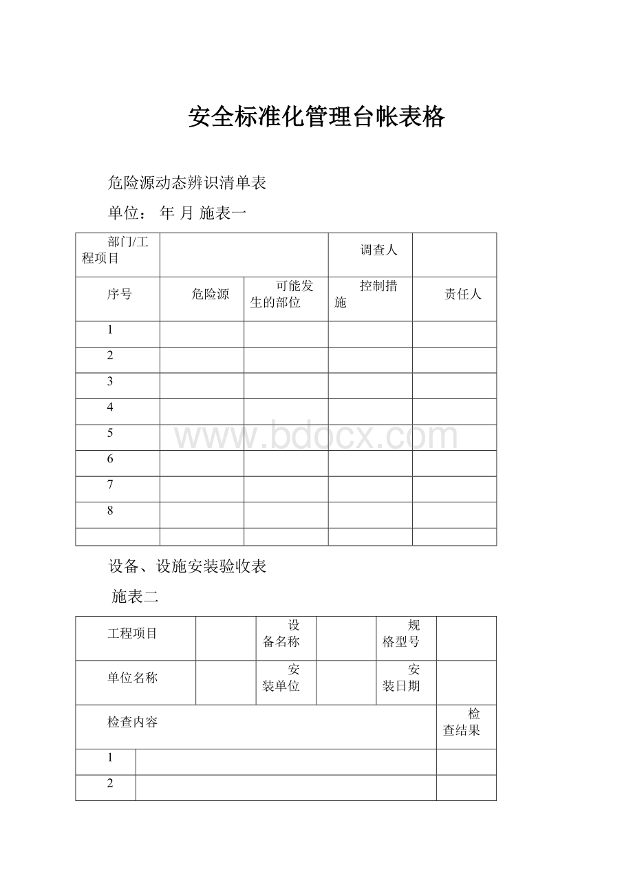 安全标准化管理台帐表格.docx