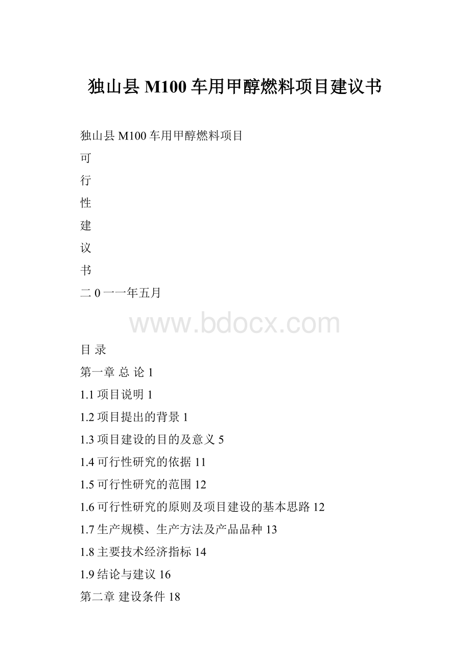 独山县M100车用甲醇燃料项目建议书.docx