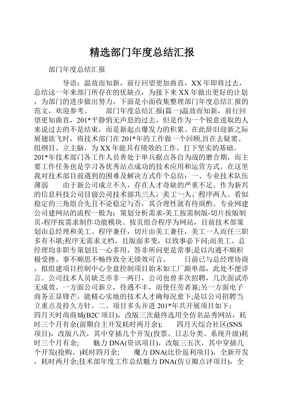 精选部门年度总结汇报.docx_第1页