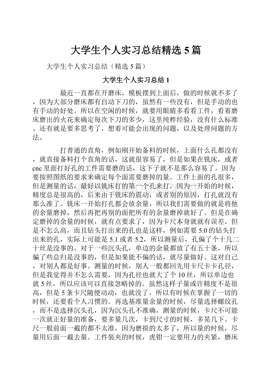 大学生个人实习总结精选5篇.docx