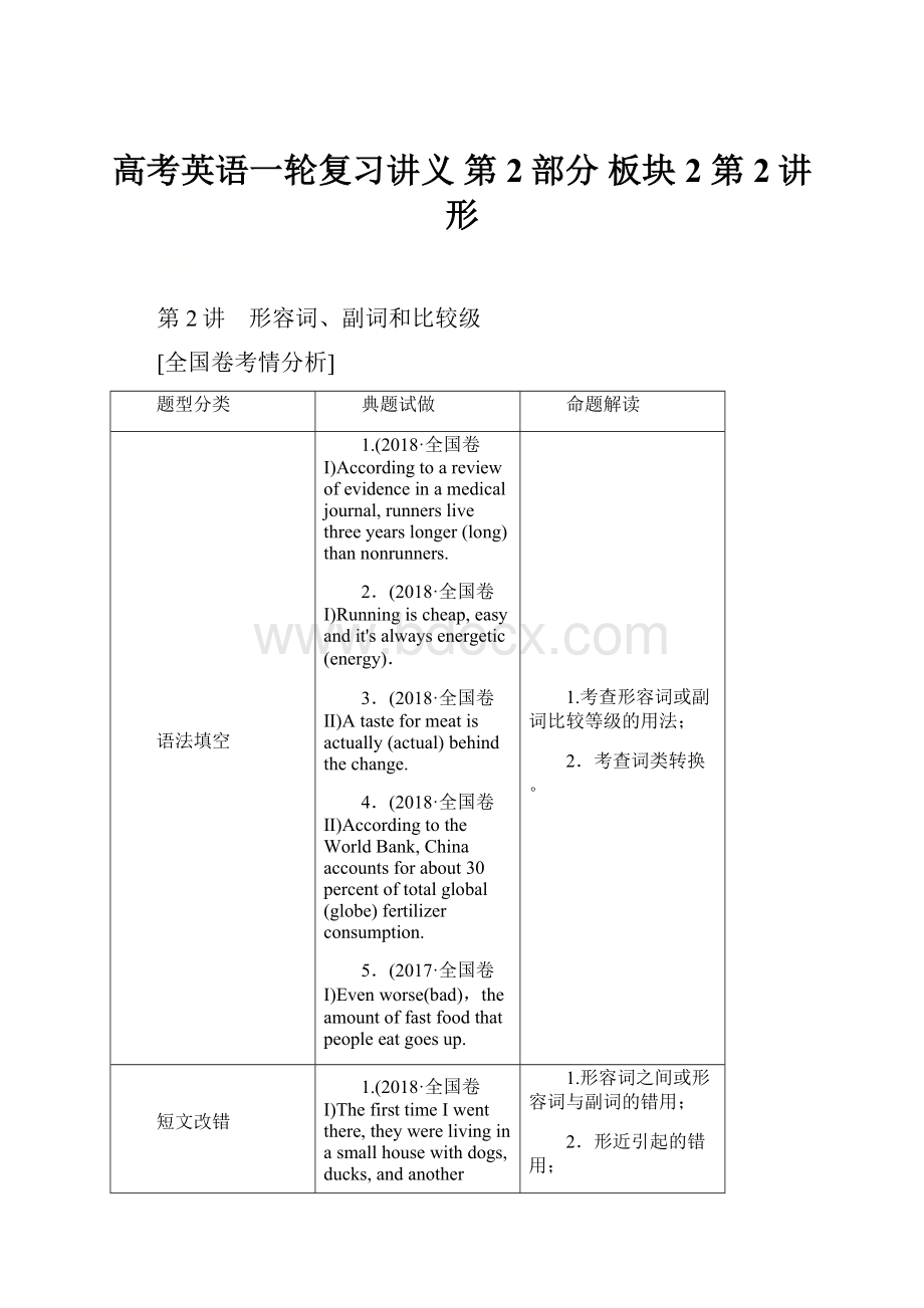 高考英语一轮复习讲义 第2部分 板块2 第2讲 形.docx