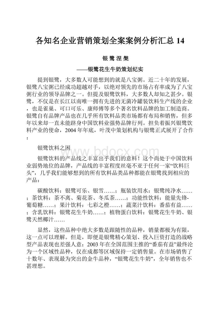 各知名企业营销策划全案案例分析汇总14.docx