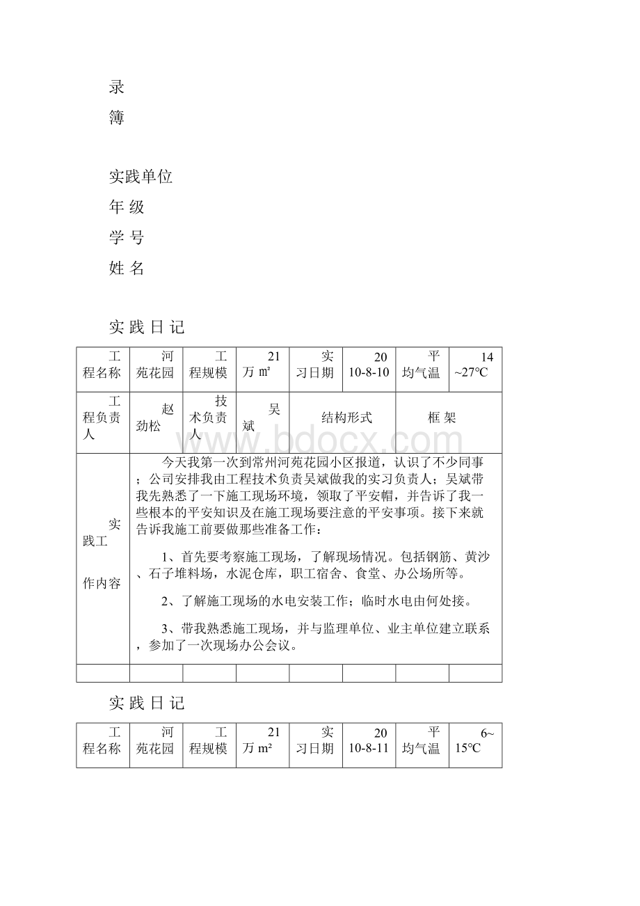 安徽电大建筑施工与管理专业毕业实践日记.docx_第2页