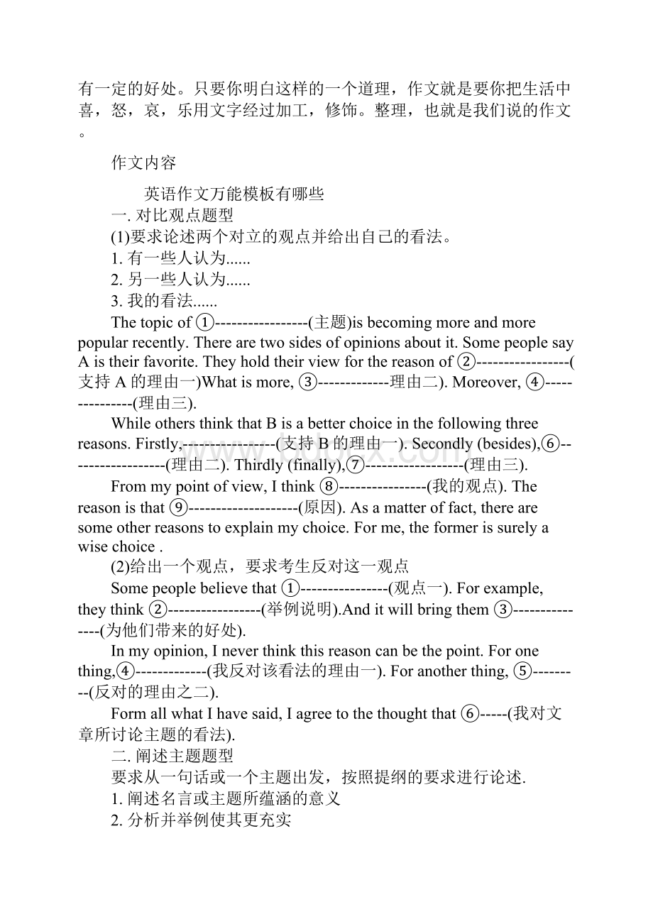 英语作文万能模板整篇 英语作文必背句子.docx_第2页