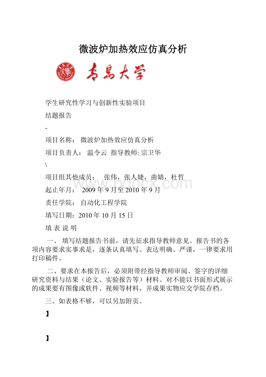 微波炉加热效应仿真分析.docx