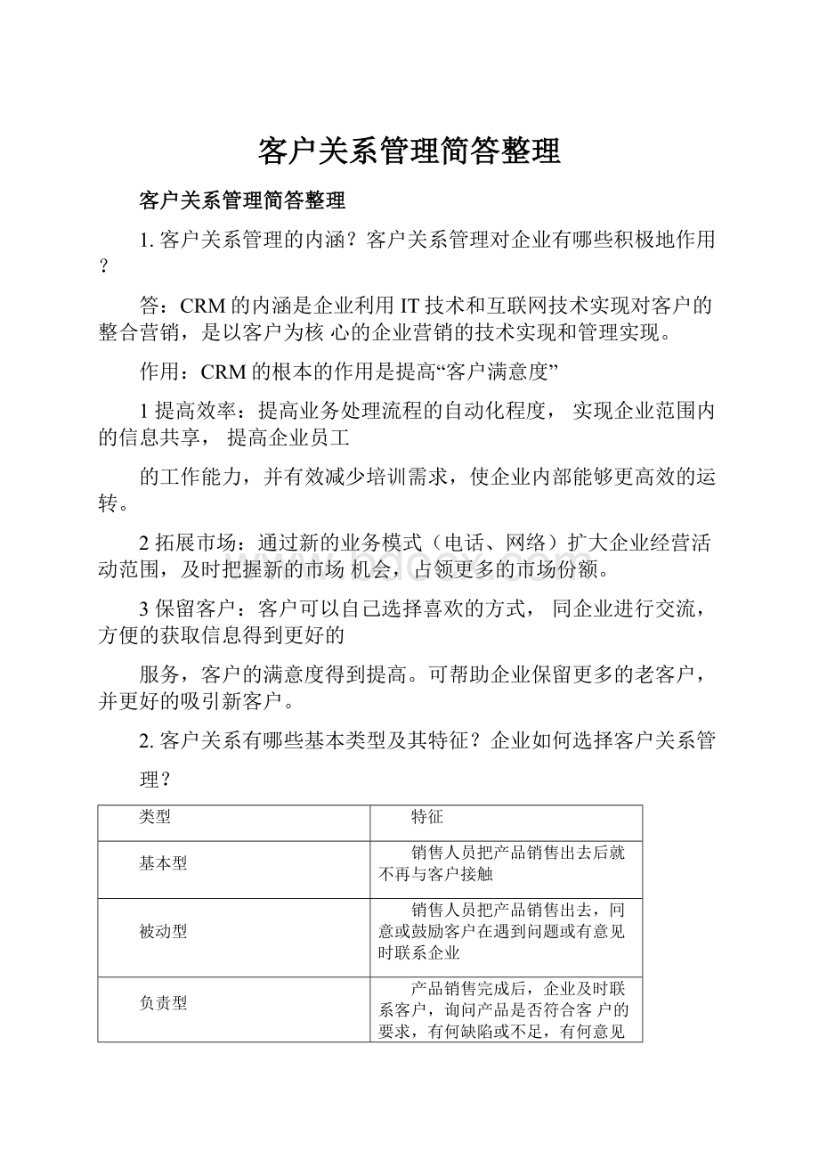 客户关系管理简答整理.docx