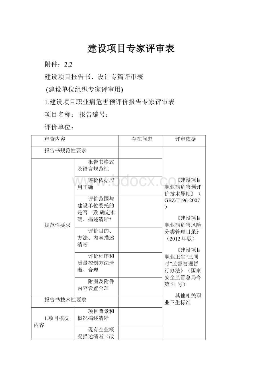 建设项目专家评审表.docx_第1页