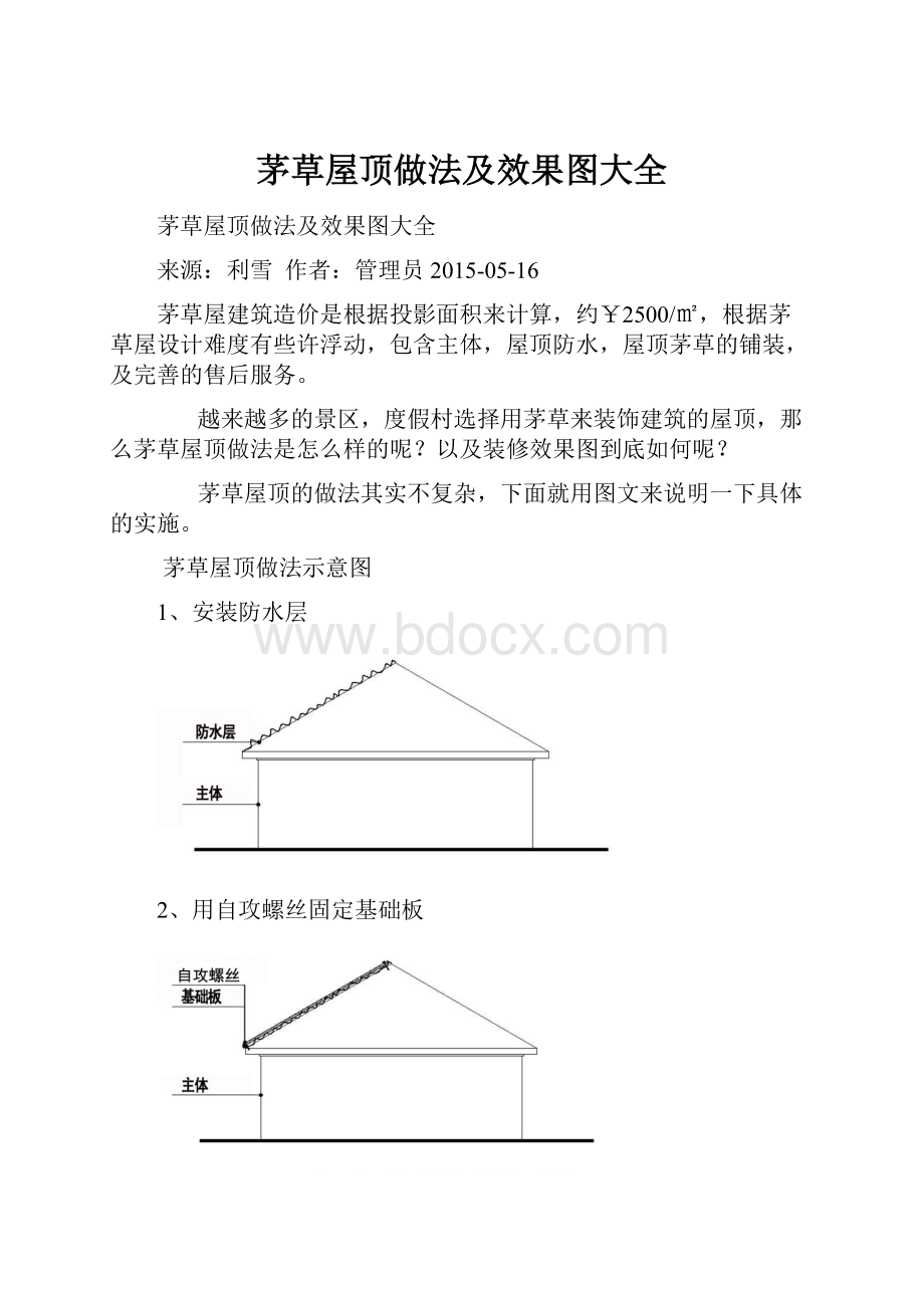 茅草屋顶做法及效果图大全.docx