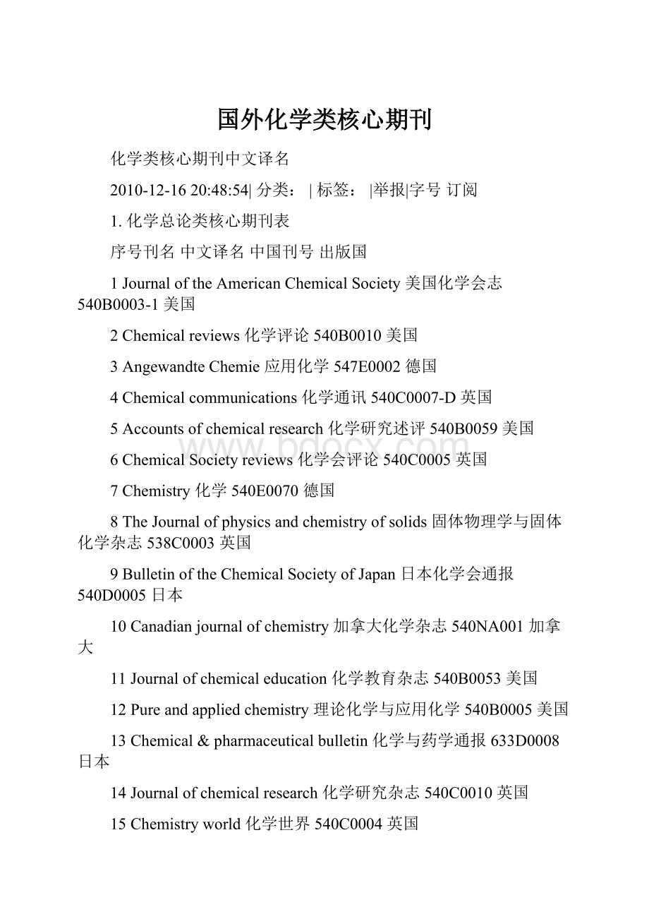 国外化学类核心期刊.docx_第1页