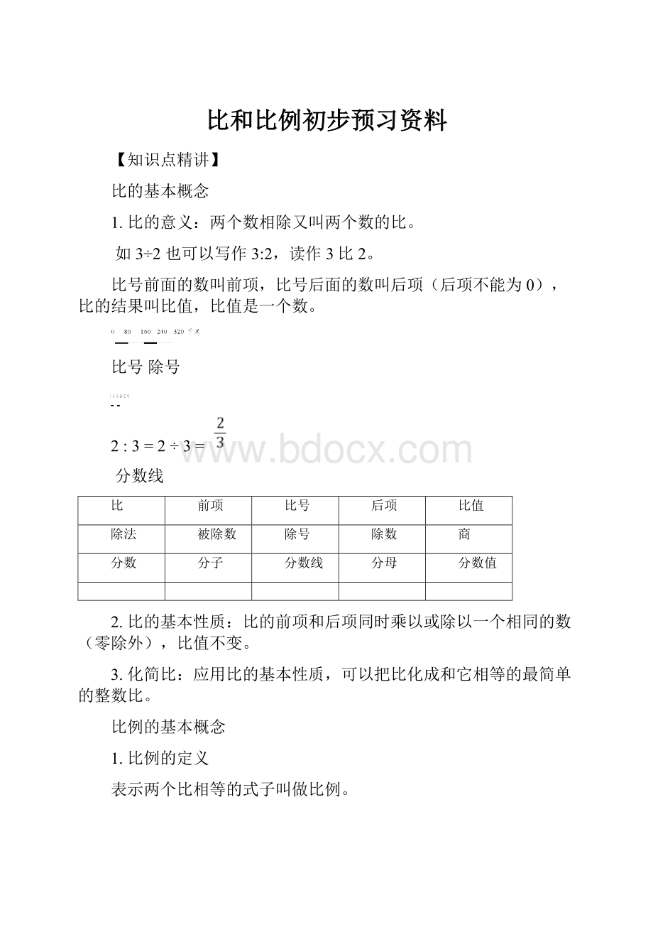 比和比例初步预习资料.docx