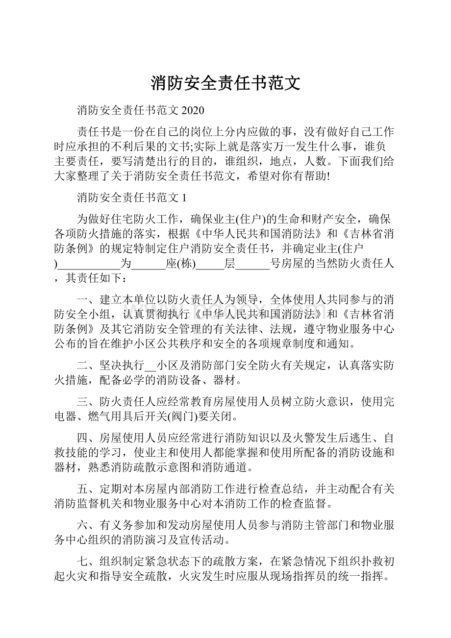 消防安全责任书范文.docx