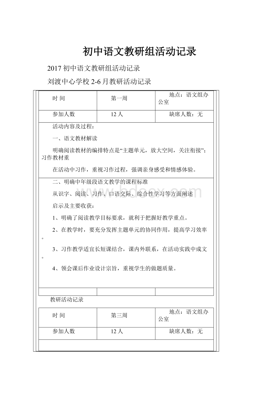 初中语文教研组活动记录.docx_第1页