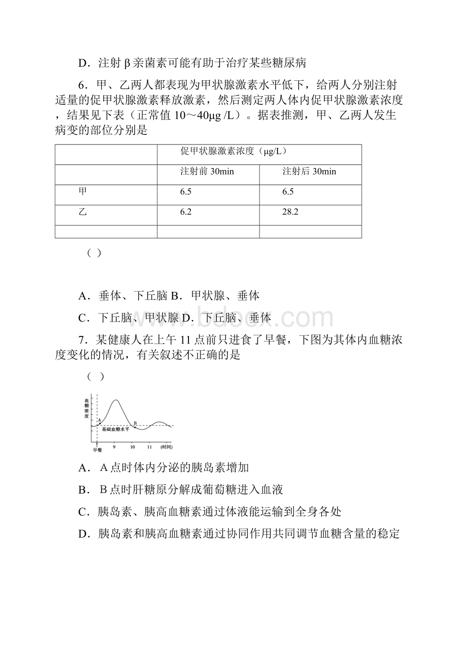 学年高二生物人教版必修3课时同步第222 通过 激素调节的实例 激素调节的特点.docx_第3页