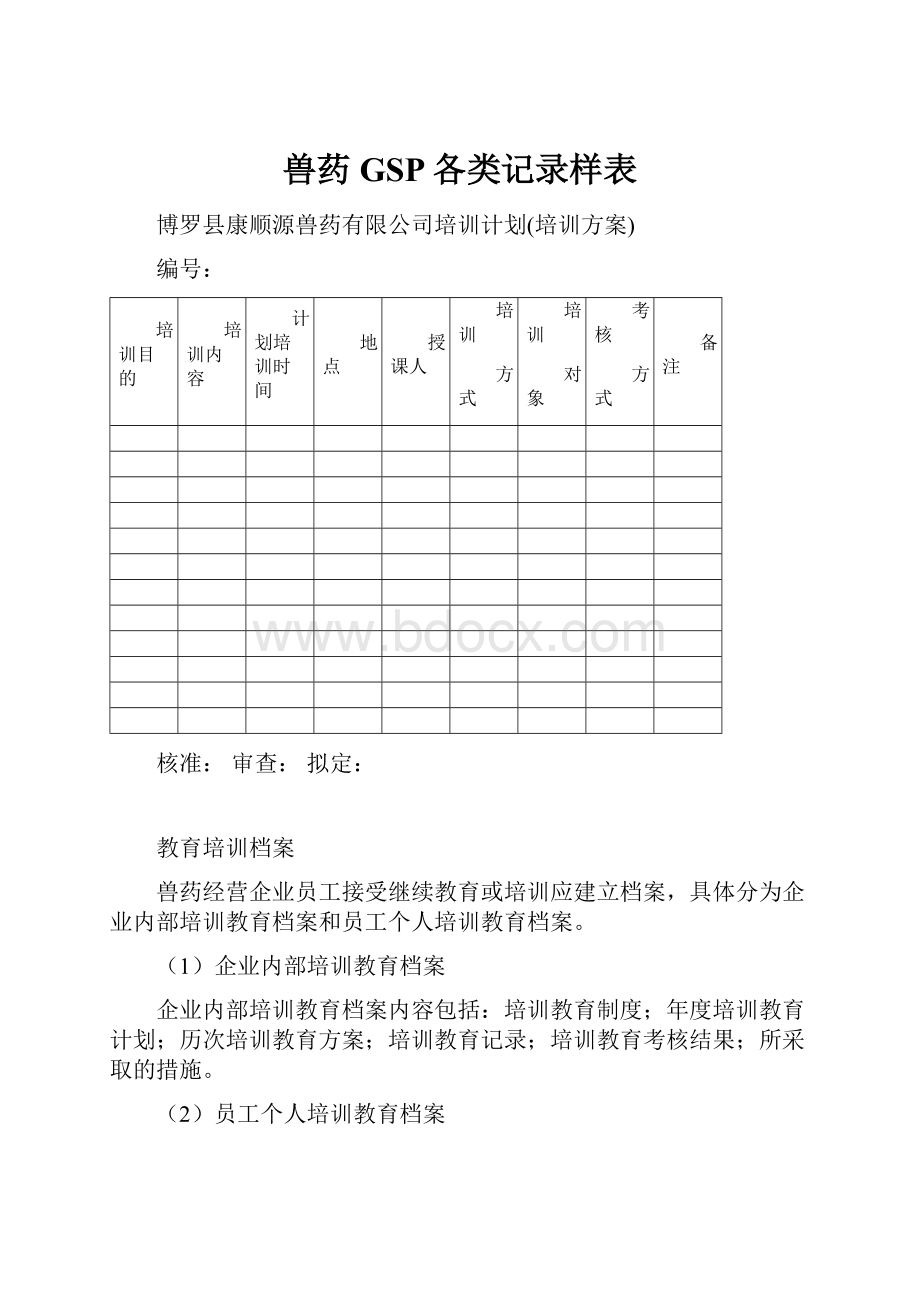 兽药GSP各类记录样表.docx_第1页