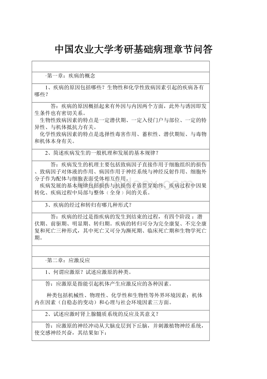 中国农业大学考研基础病理章节问答.docx