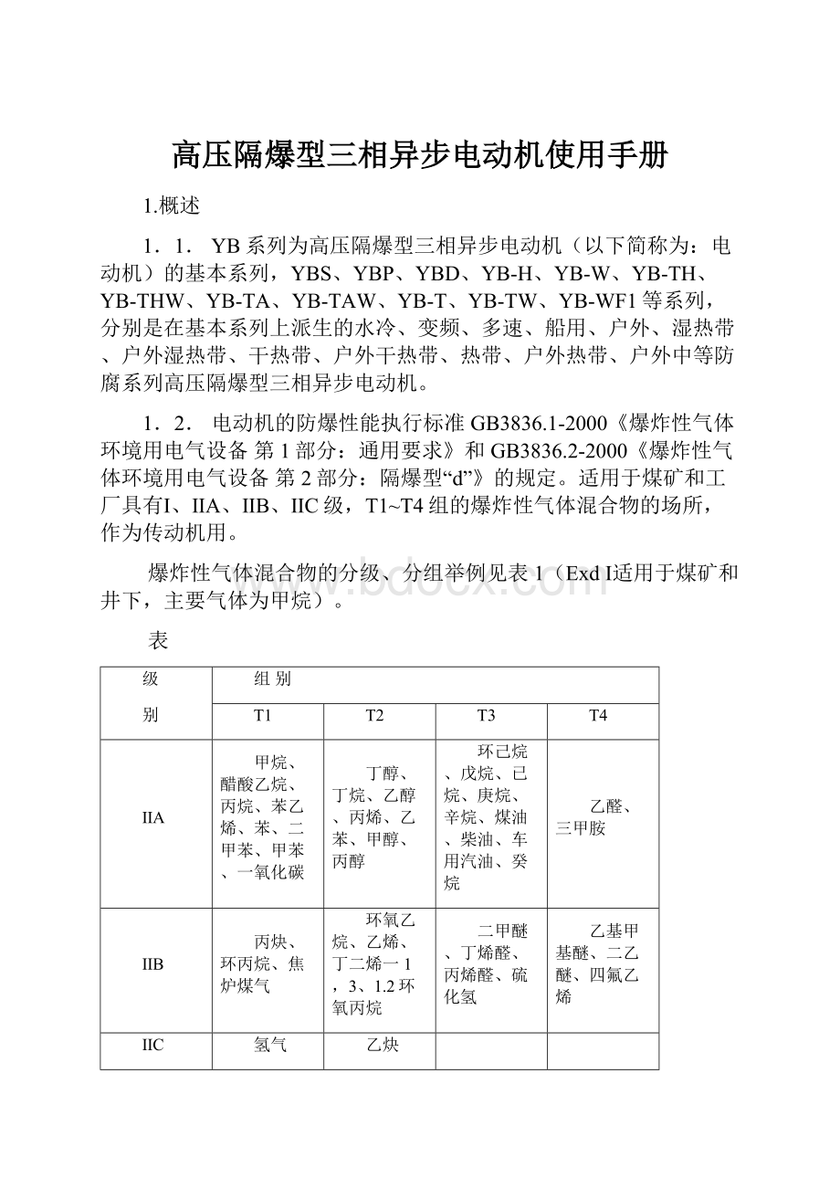 高压隔爆型三相异步电动机使用手册.docx_第1页