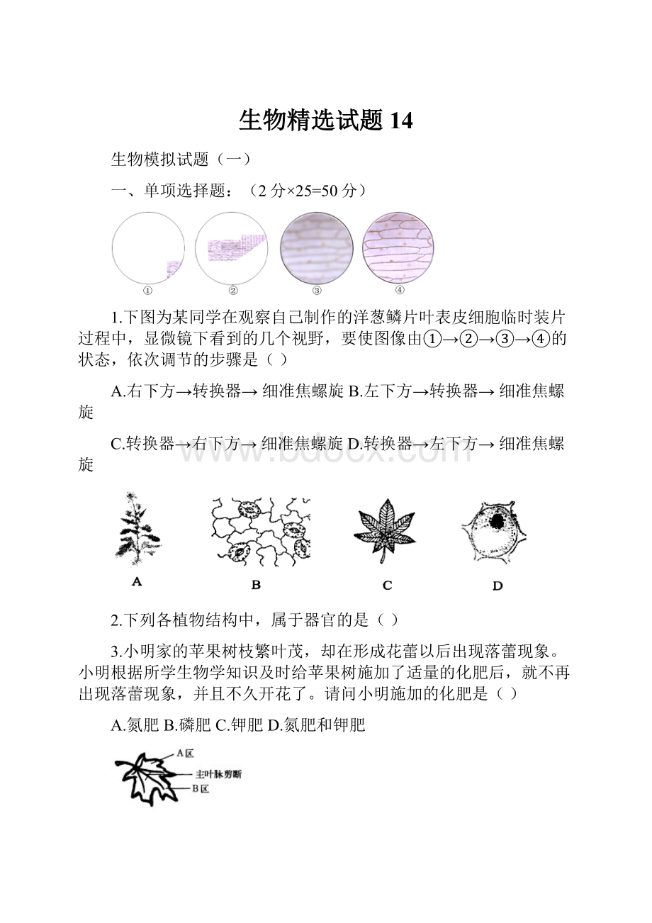 生物精选试题14.docx