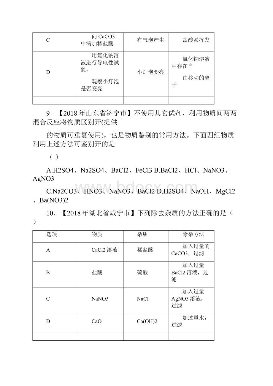 清晰版备战中考专题复习专题二十一生活中常见的盐附答案.docx_第3页