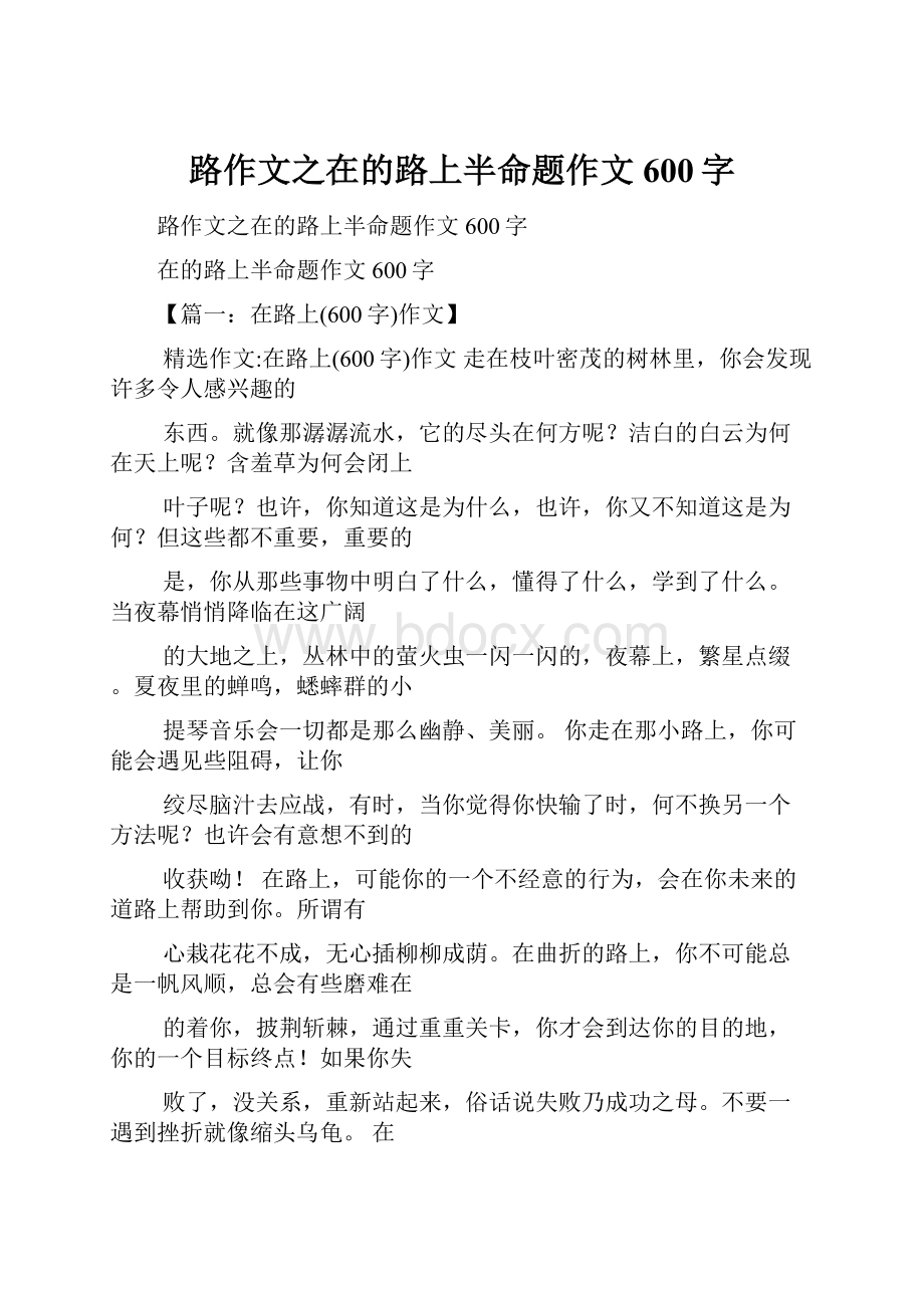 路作文之在的路上半命题作文600字.docx