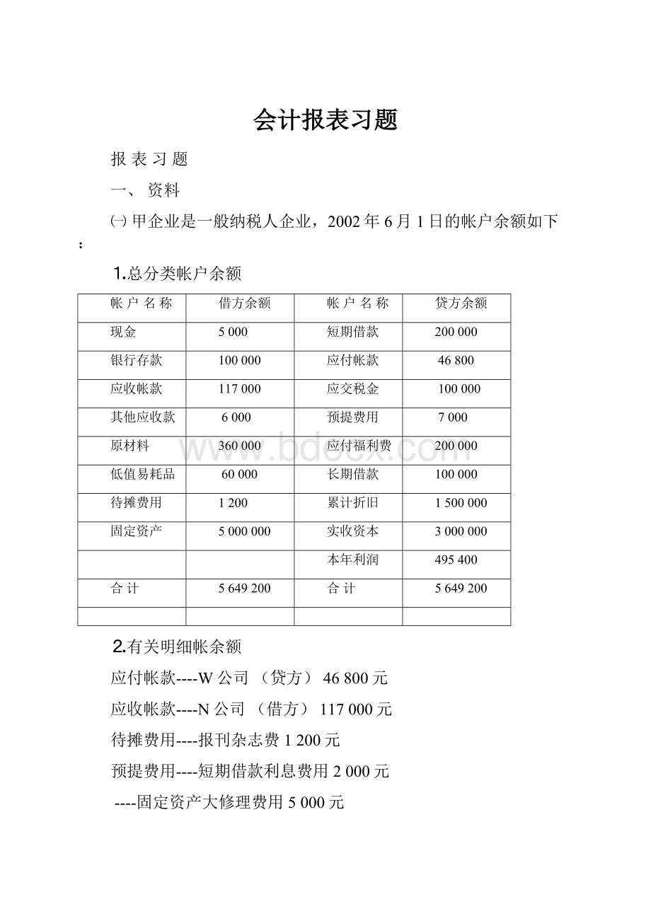 会计报表习题.docx_第1页