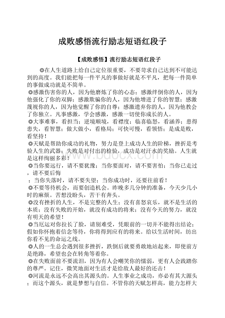 成败感悟流行励志短语红段子.docx_第1页