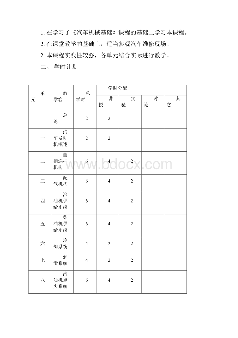 汽车构造课程教学大纲.docx_第2页