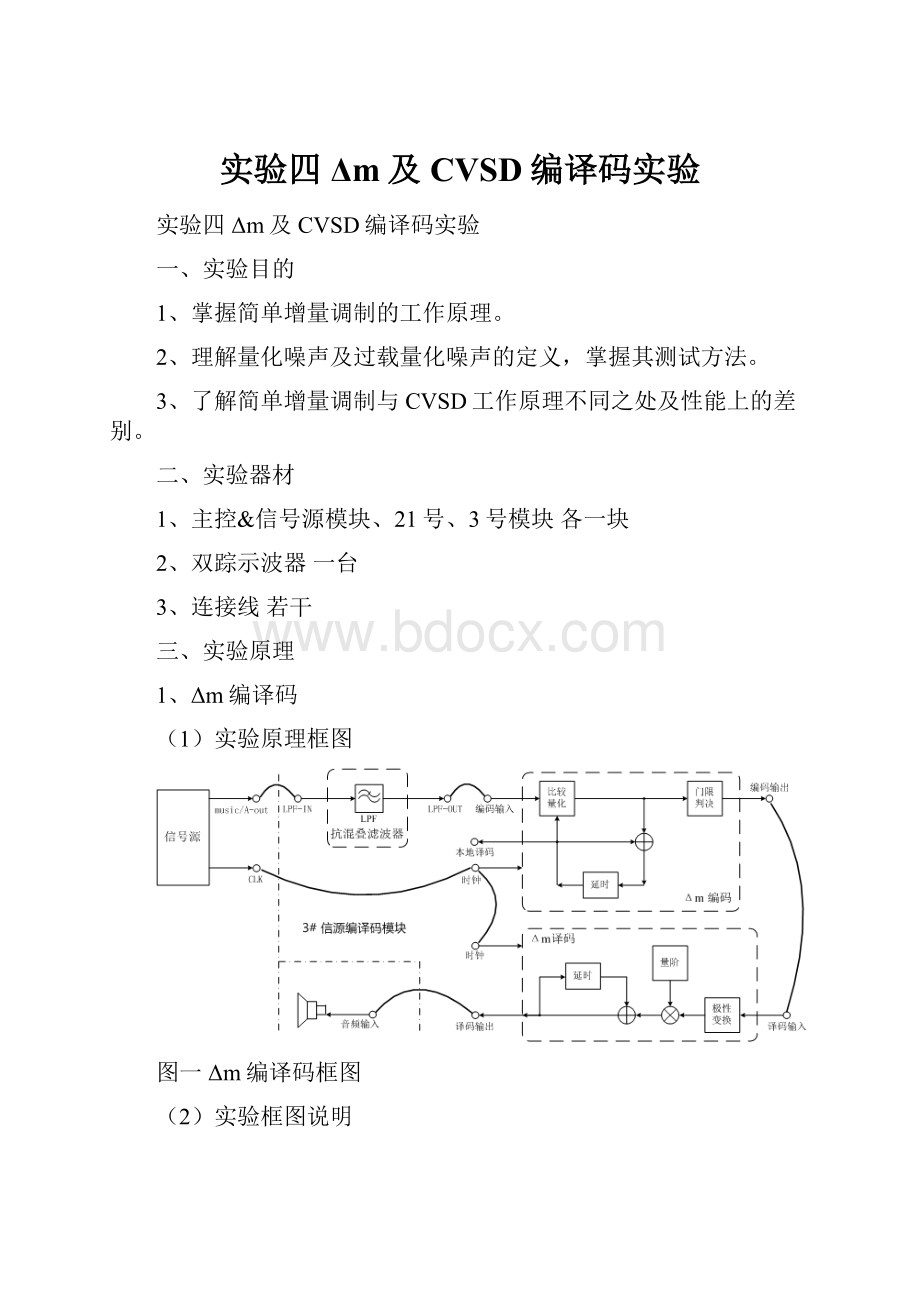 实验四Δm及CVSD编译码实验.docx