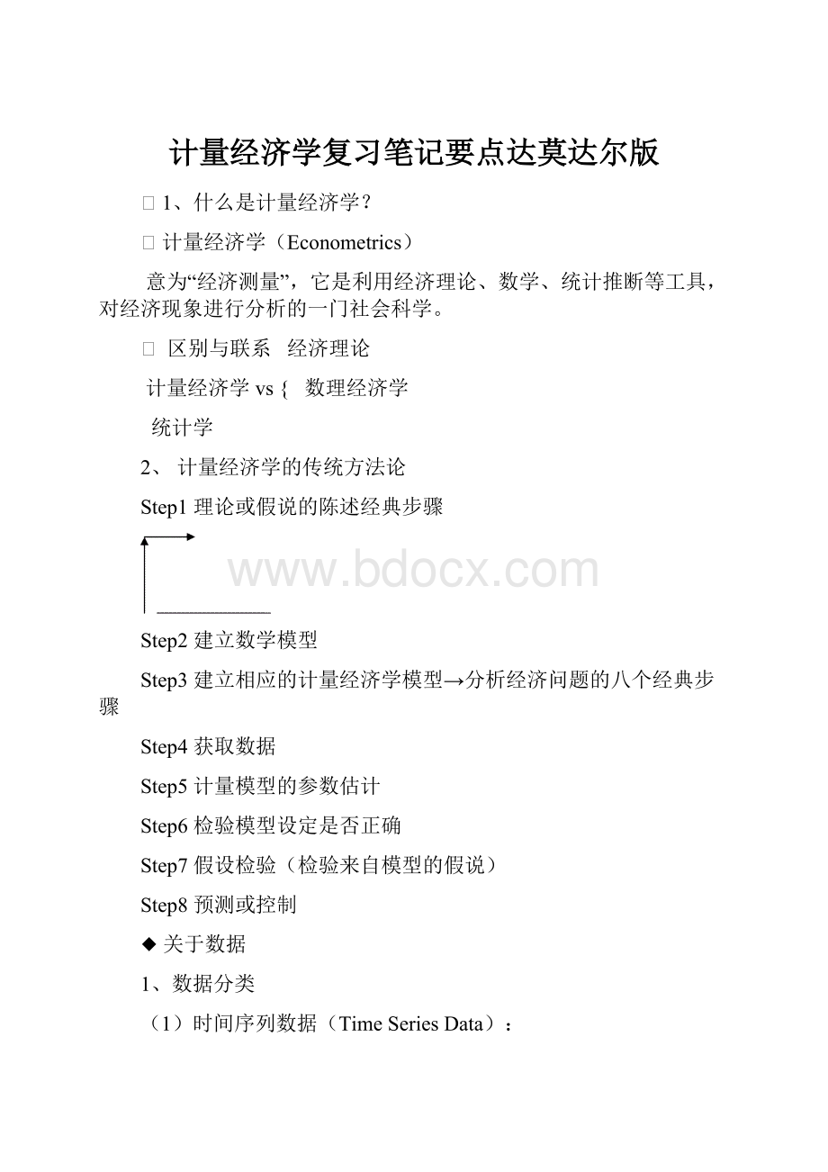 计量经济学复习笔记要点达莫达尔版.docx