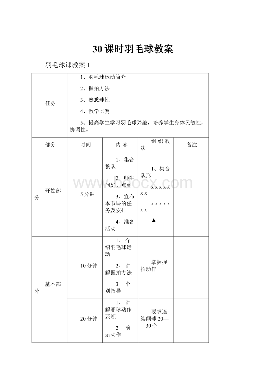 30课时羽毛球教案.docx