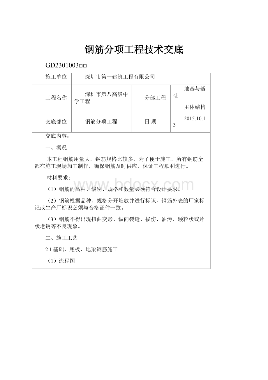 钢筋分项工程技术交底.docx_第1页