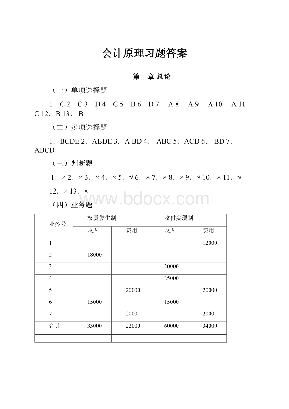 会计原理习题答案.docx