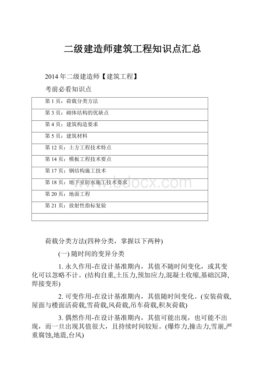 二级建造师建筑工程知识点汇总.docx_第1页