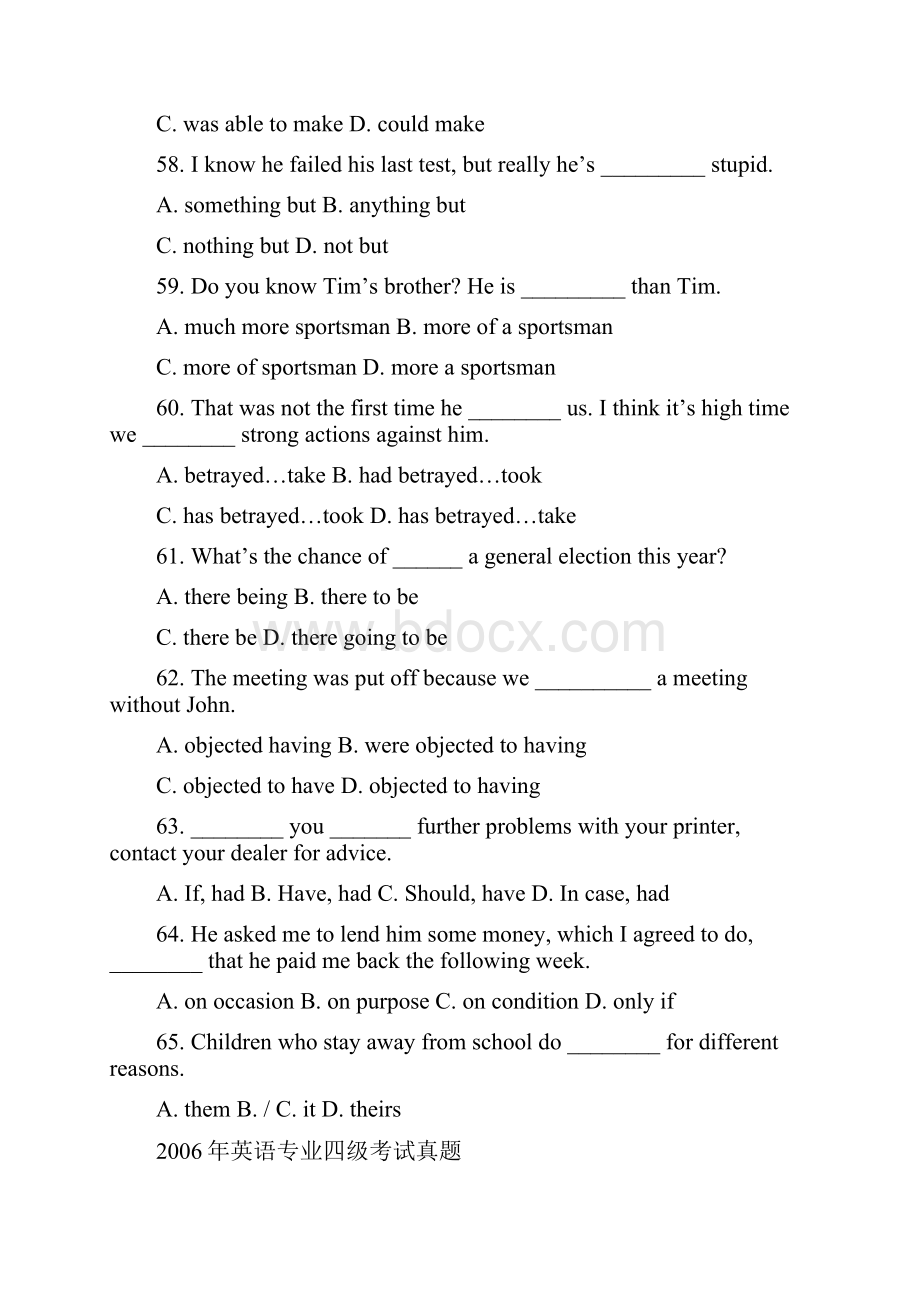 15年英语专四真题语法单选题.docx_第2页