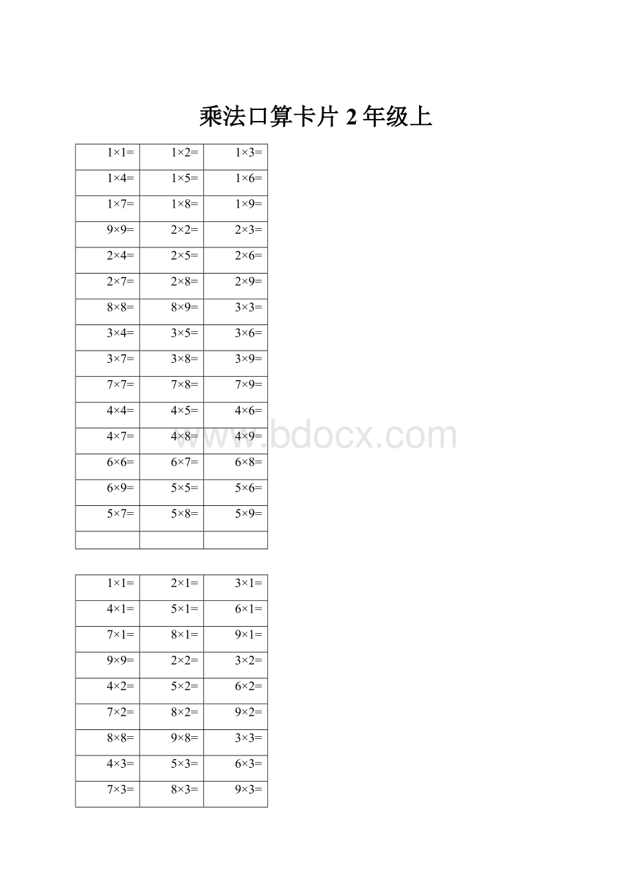 乘法口算卡片2年级上.docx_第1页