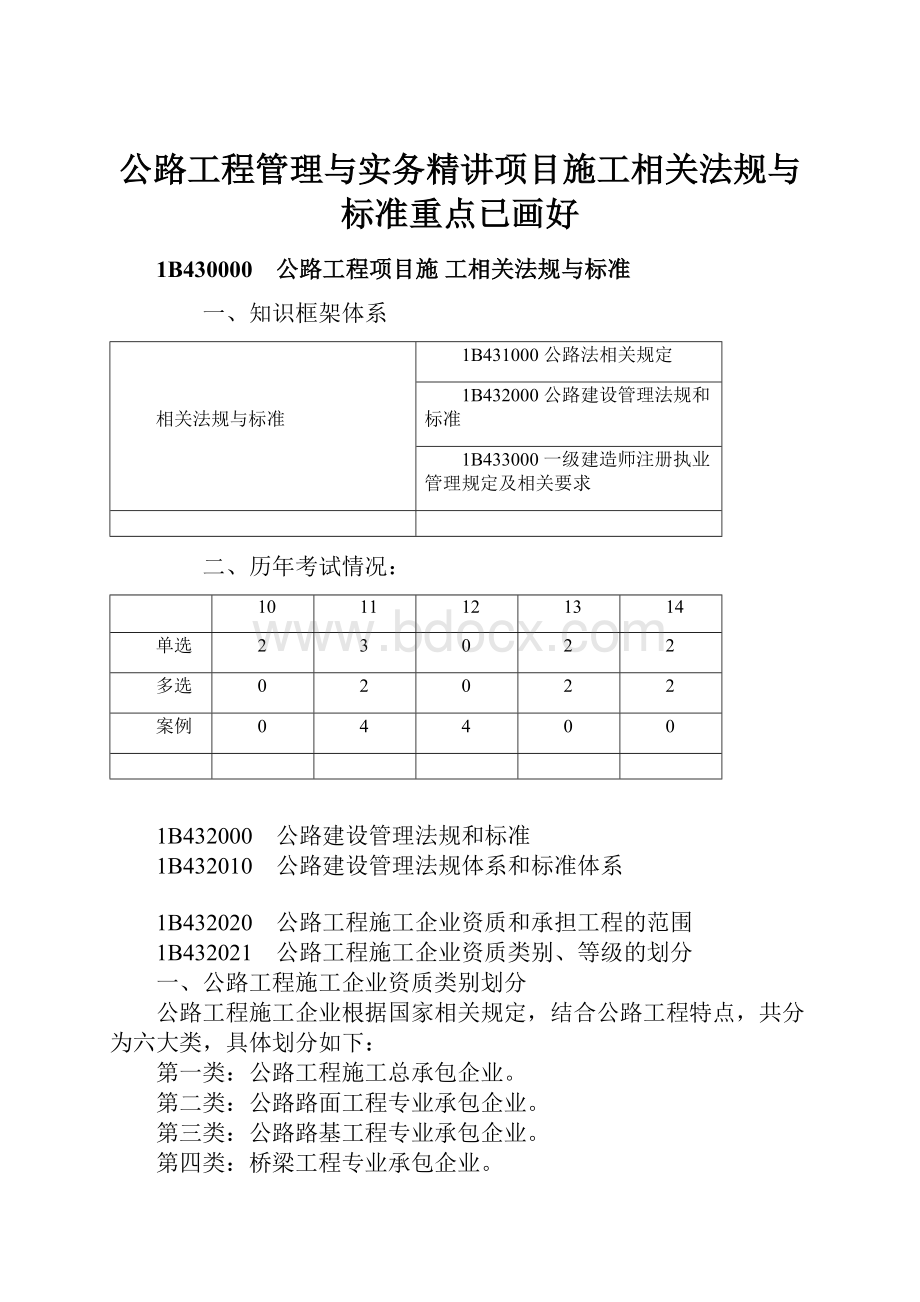 公路工程管理与实务精讲项目施工相关法规与标准重点已画好.docx