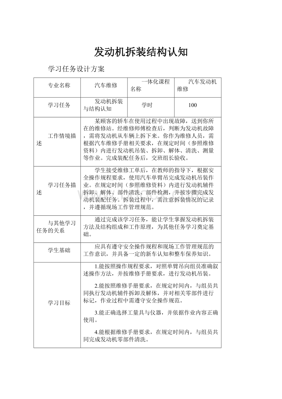 发动机拆装结构认知.docx