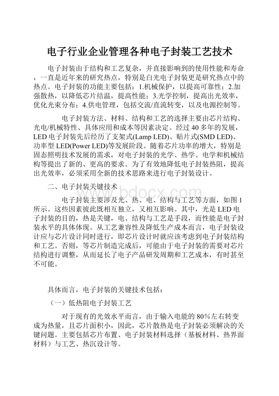 电子行业企业管理各种电子封装工艺技术.docx