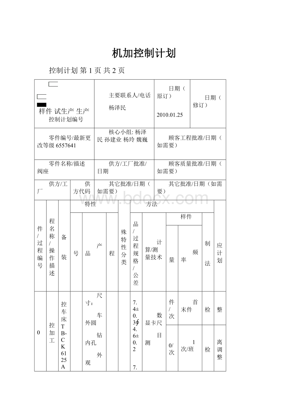 机加控制计划.docx