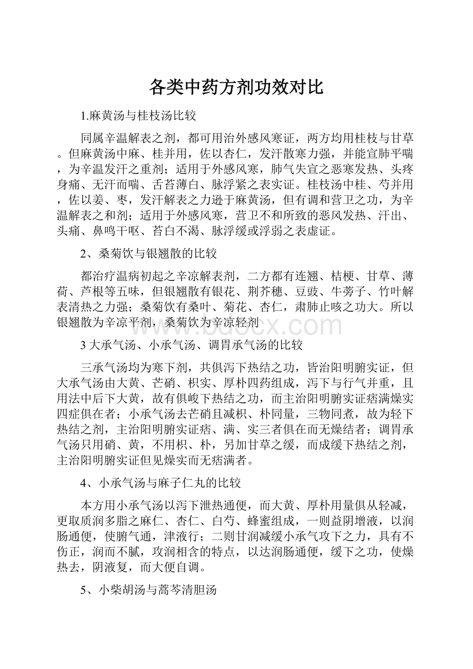 各类中药方剂功效对比.docx_第1页