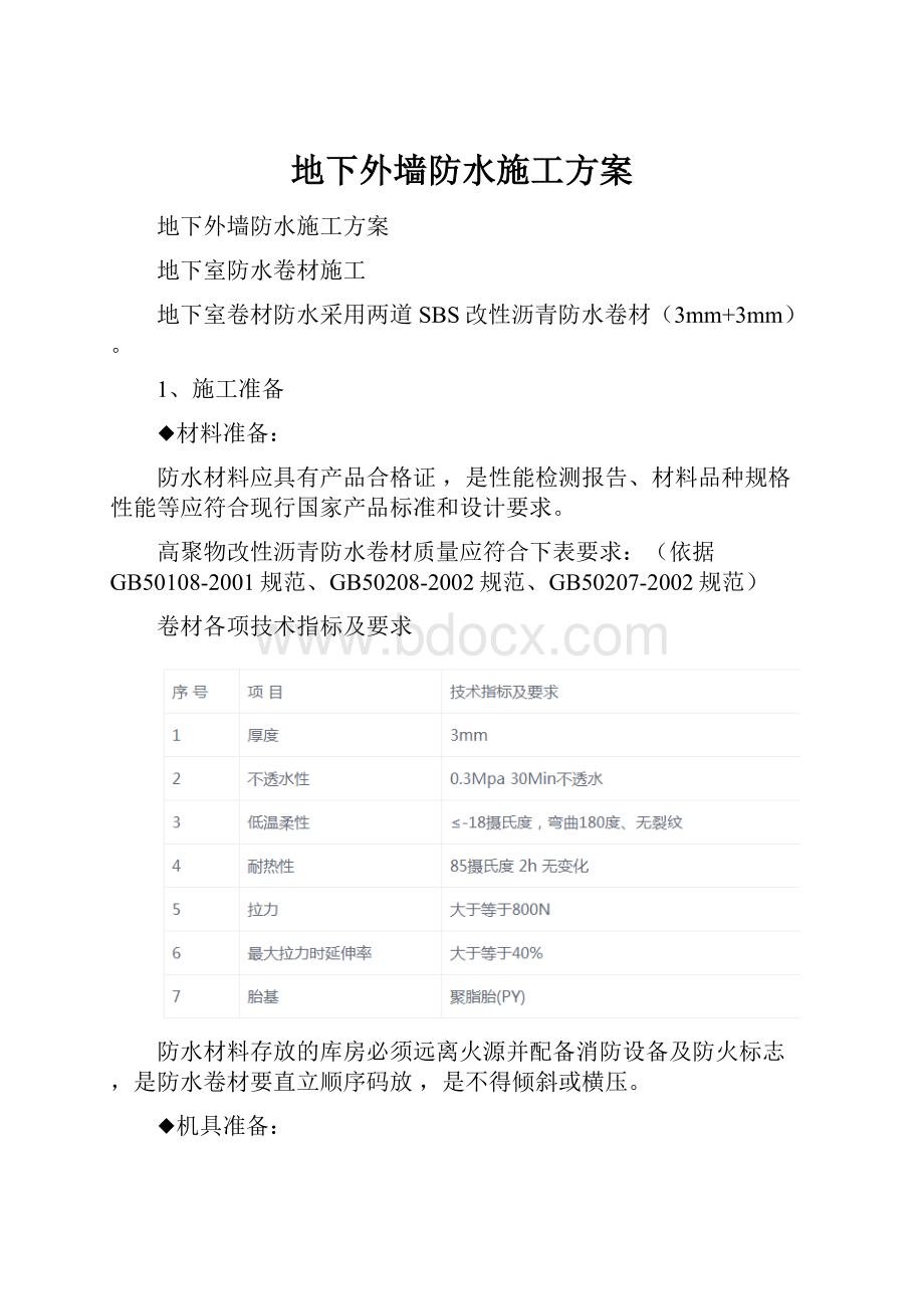 地下外墙防水施工方案.docx_第1页