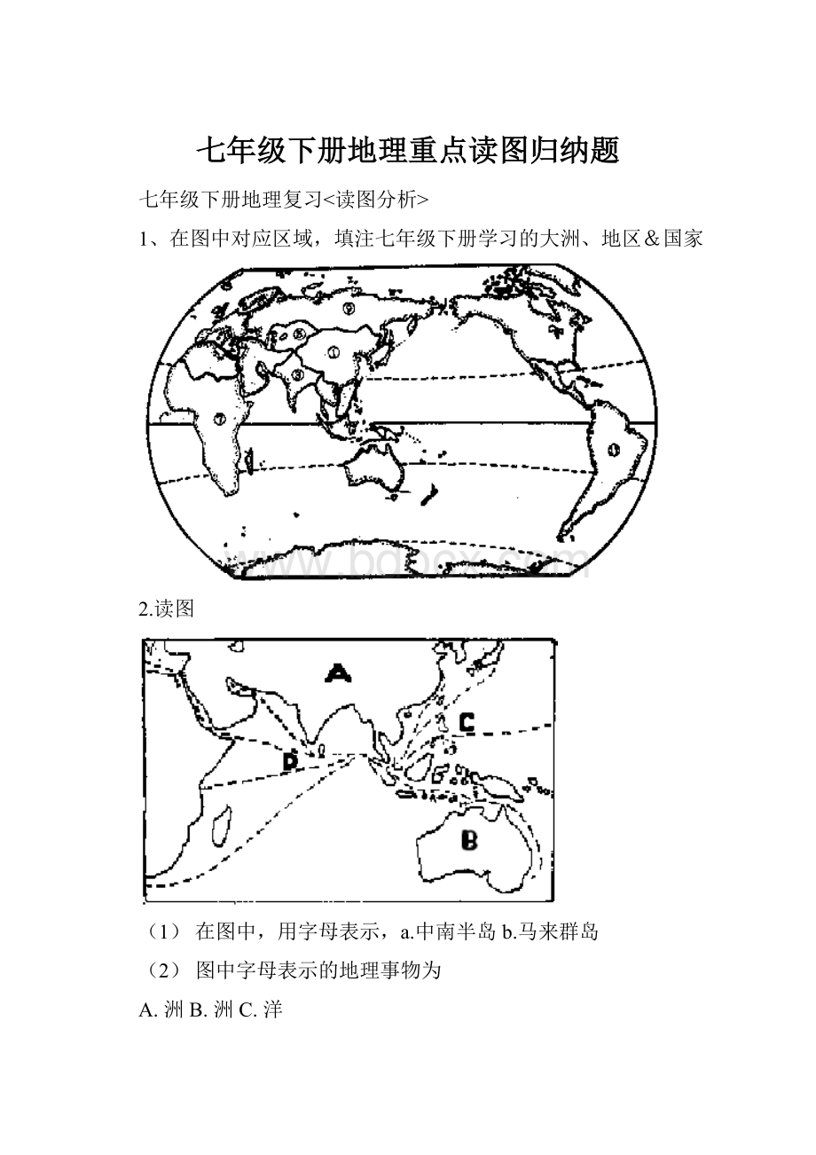 七年级下册地理重点读图归纳题.docx