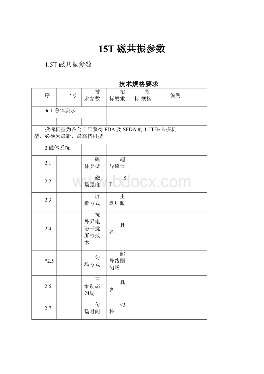 15T磁共振参数.docx