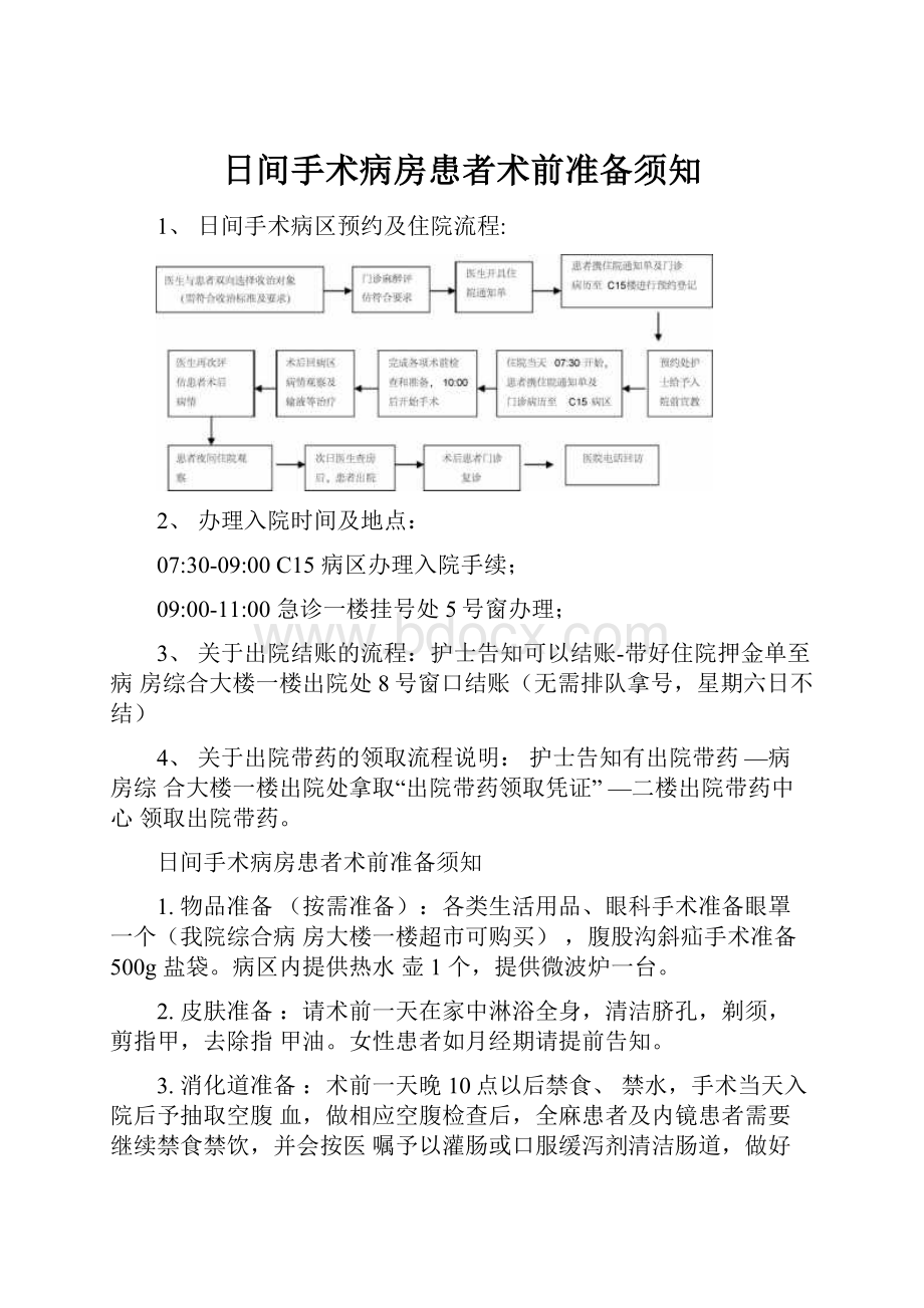 日间手术病房患者术前准备须知.docx