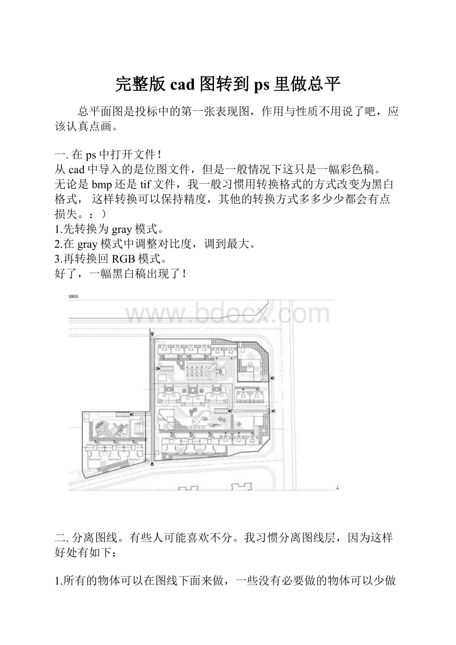 完整版cad图转到ps里做总平.docx_第1页