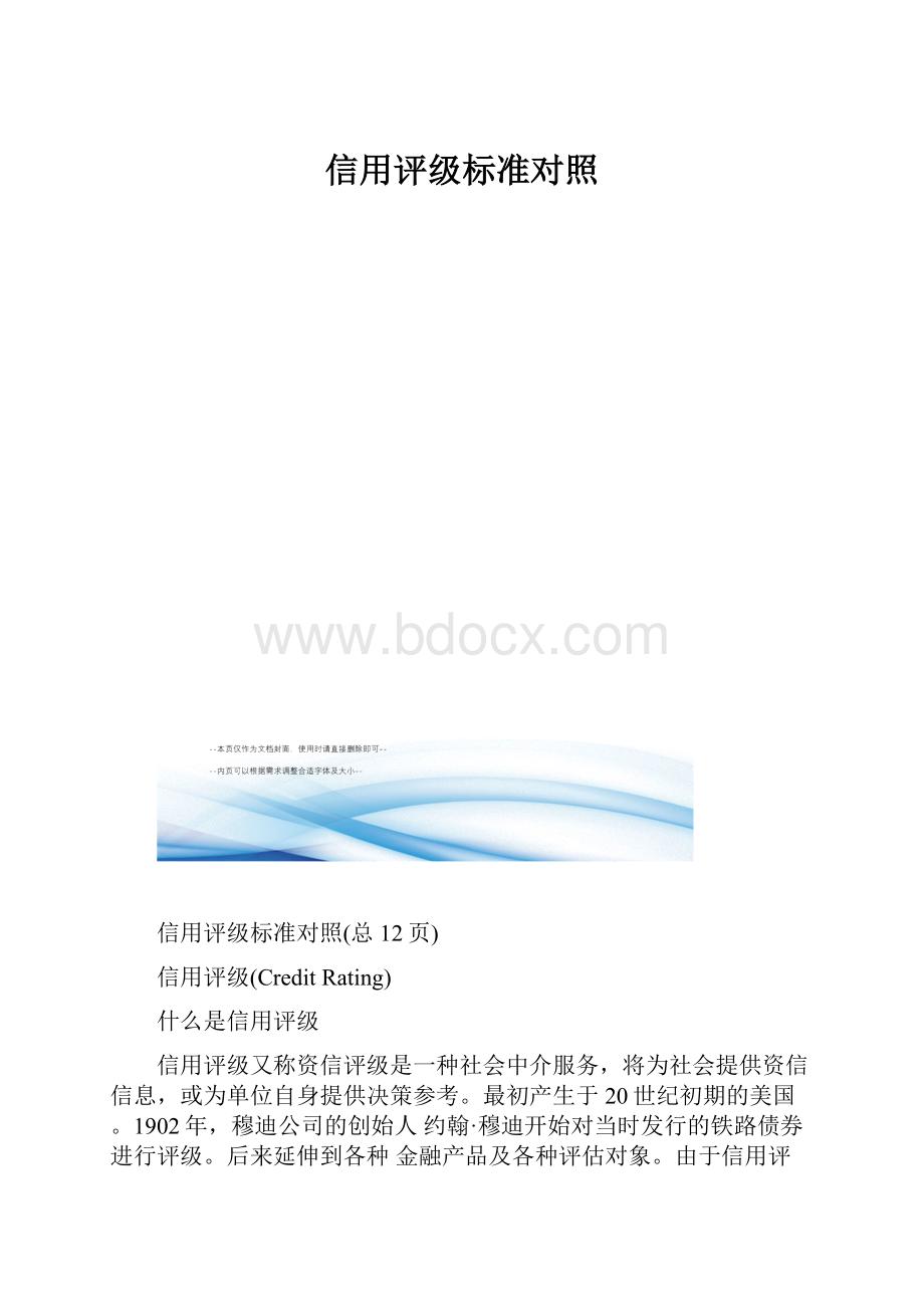 信用评级标准对照.docx