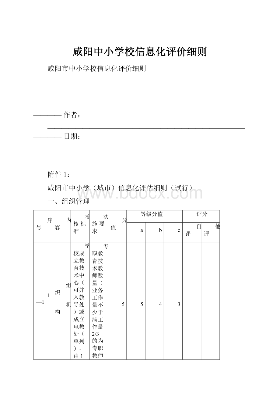 咸阳中小学校信息化评价细则.docx_第1页