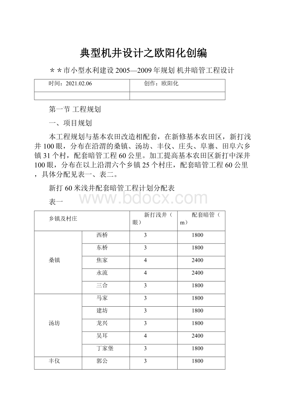 典型机井设计之欧阳化创编.docx