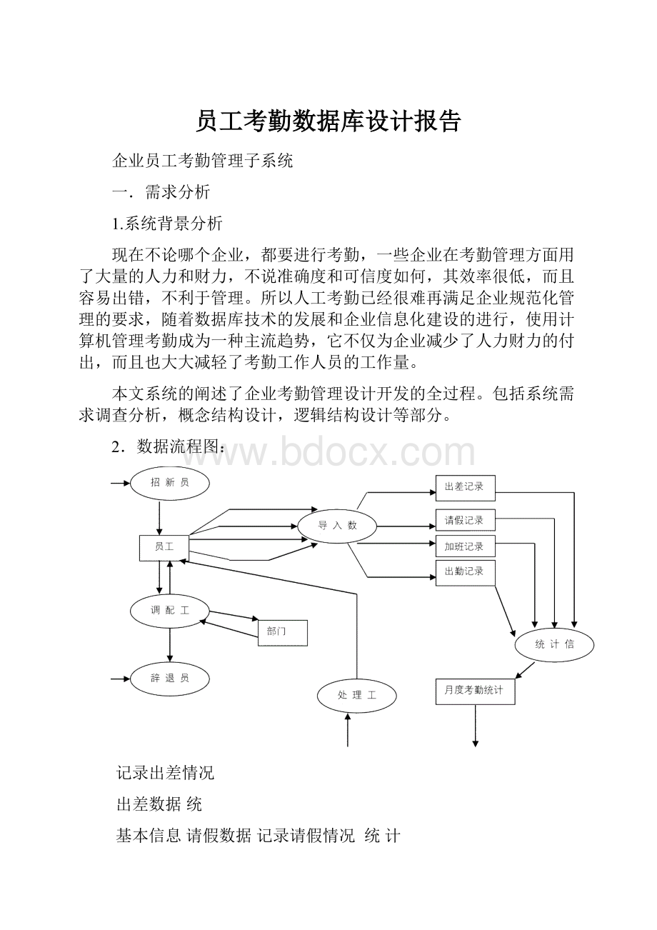 员工考勤数据库设计报告.docx