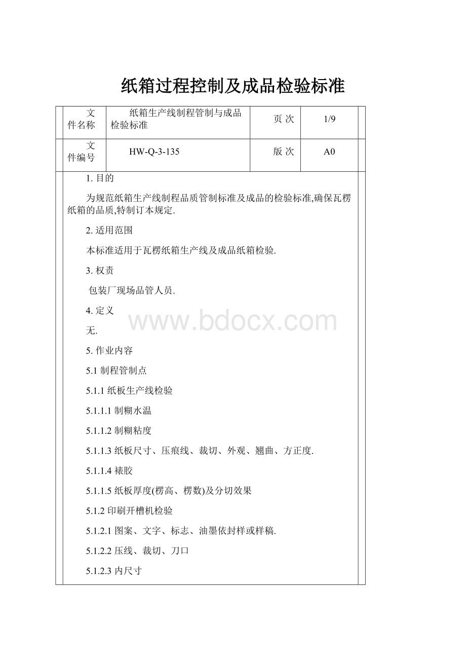 纸箱过程控制及成品检验标准.docx_第1页