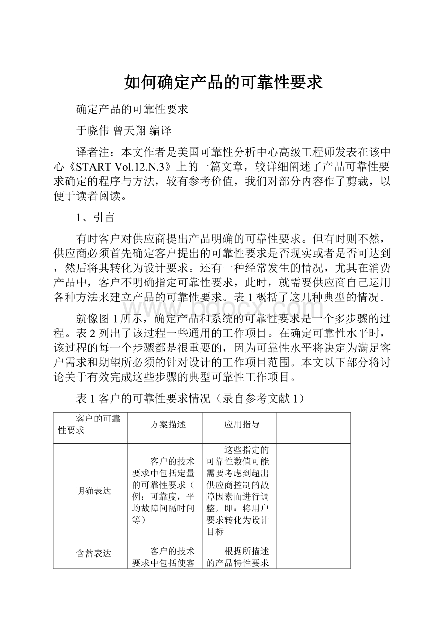 如何确定产品的可靠性要求.docx